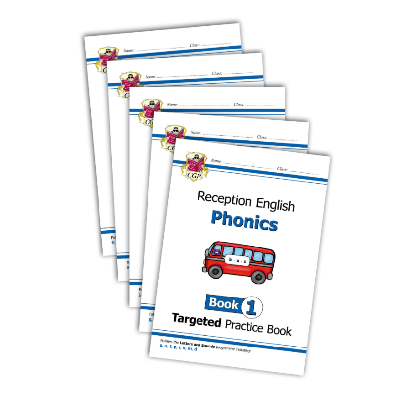 Reception English Practice 5 Work Book Bundle: Phonics Books 1-5